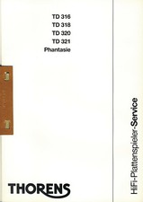 Manuale di servizio originale THORENS TD 321 320 Phantasie 316 318 mai usato