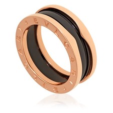 Anello a 2 fasce Bvlgari B.Zero1 in oro rosa 18 carati e ceramica nera, marca