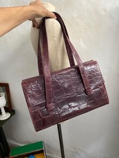 Borsa a spalla in pelle stampata color melanzana nuova