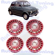 4 Cerchi in Lega da 12" Grifo Rossi Diamantati 4½ x 190 per FIAT 500 F L R EPOCA