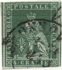 ANTICHI STATI ITALIANI - Granducato di TOSCANA: 1° Emissione (1851-52), #6d.