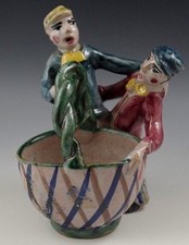 FIGURINA CERAMICA VIETRI ANNI '30 2 UOMO CON CESTO FIGURINA DOLKER VINTAGE #58