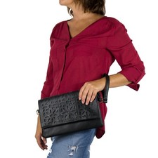 Borsa tracolla nera pochette piatta donna borsetta a mano da ragazza passeggio