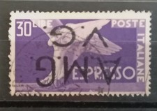 FRANCOBOLLI VENEZIA GIULIA AMG VG, POSTA AEREA 30 Lire, SOVRASTAMPA CAPOVOLTA...