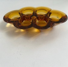 Candelabro vintage in vetro ambra Henriette France – centrotavola