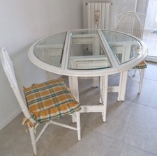 tavolo cristallo richiudile/ sedie simil bambù7 8 sedie Chippendale anni 90 