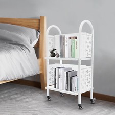 Carrello porta libri libreria a 2 livelli carrello libro con maniglia + 4 ruote