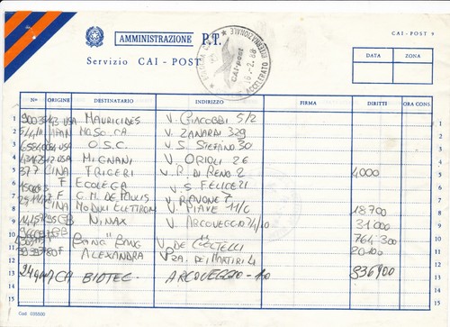 Italia 1978 modulo cai - italia, cai-post