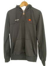 ELLESSE Felpa con Cappuccio Uomo Media Nera Zip Logo Pullover Casual Retrò Vintage