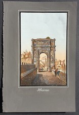 stampa antica poliorama pittoresco 1850 napoli porta capuana colori acquerello