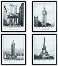 Set Da 4 Quadri Su Tela Con Struttura Interna in Legno 40X50 Cm, Quadro New York