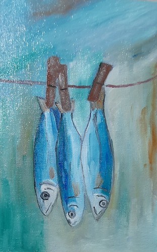 Dipinto originale olio - , sardina
