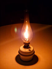 LAMPADA A PETROLIO VINTAGE DA TAVOLO - ALTEZZA 35 cm - CERAMICA + OTTONE + VETRO