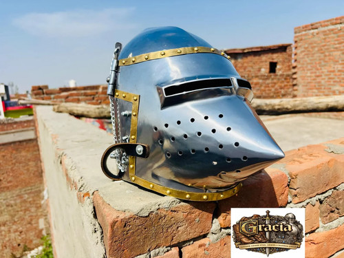 Elmetto bascinet medievale - elmetto,