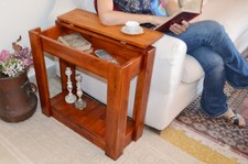 Tavolino laterale da salotto caffe in Legno Massello con contenitore Ciliegio