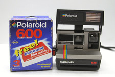 Macchina fotografica Polaroid Supercolor 635 vintage, cinturino e confezione da 3 pellicole mai usate - NON TESTATA