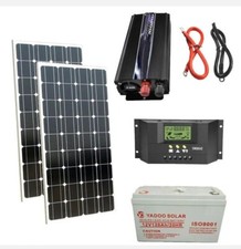 Kit Fotovoltaico 2 KW Pwm Inverter 2000W Pannello Solare 200W Batteria 120 Amp