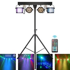 Set effetto luce discoteca DMX con treppiede 2x LED PAR & 2x illuminazione palcoscenico Derby RGB