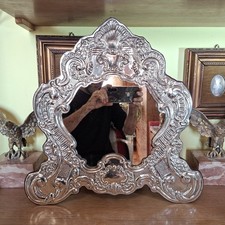 Specchio da tavolo Veneziano Argento 925 massiccio Cartagloria anni 80 cm 45x45