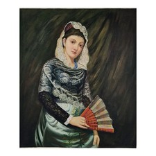 Quadro Dipinto a Mano Olio su Tela 50x60 cm Made in Italy Donna con Ventaglio