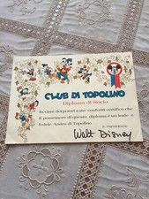 Walt Disney Club Di Topolino Diploma Di Socio Anni 60