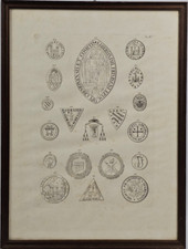 STAMPA ANTICA SIGILLI STEMMI della Città di Cremona la sua Evoluzione Epoca 800