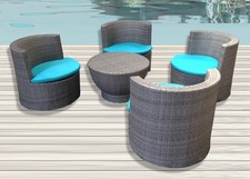 TAVOLO SEDIE RATTAN NERO POLTRONE DIVANO ARREDO GIARDINO DESIGN MODERNO CUSCINI