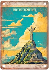 Vintage Cristo Redentor Brazil Retro Look Travel Poster Metal Sign T2805