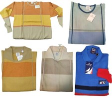 Pullover Colletto Uomo Maglia Rasata Righe Rilievo Pura Lana Made in Italy 2 Mod