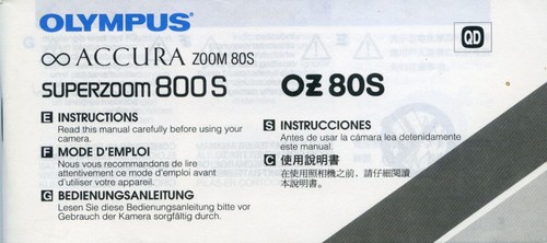 Olympus superzoom 800s manuale - olympus,