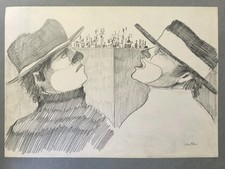 I pagliacci del circo di Molteni_Interessante disegno originale a matita