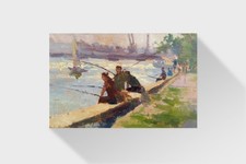 Dipinto olio pescatori pittore