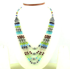 COLLANA DI PERLE SFACCETTATE CON PIETRE PREZIOSE COLORE MULTI CRISTALLO NATUR...