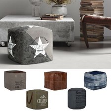 Pouf poggiapiedi pelle/tela