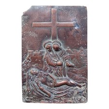 *HH* Antica Placca Bassorilievo Scultura Religiosa Deposizione Di Cristo Ex Voto