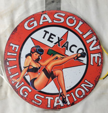 INSEGNA BENZINA TEXACO VINTAGE PIASTRA POMPA STAZIONE DI SERVIZIO OLIO 7 3/4" x 7 3/4"