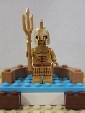 LEGO Gold Poseidone Temple Statua Atlantide Minifigure 7985 Mini Fig Elmetto