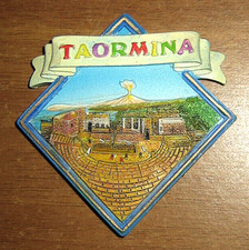 CALAMITA FRIGO TAORMINA Sicilia in resina 3D a rilievo fridge magnet