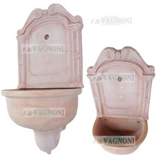 Fontana a parete muro sospesa in Terracotta 3 pezzi toscana no impruneta 40x27