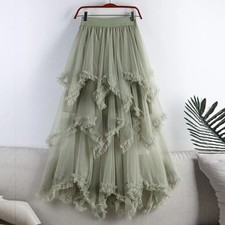 Gonna Tulle Verde Salvia Lunga