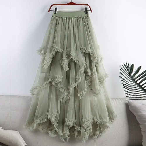 Gonna tulle verde salvia - tulle,