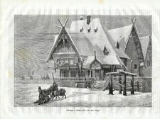 Stampa antica RUSSIA Albergo e