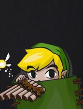 T-shirt bambino tasca petto link wild the breath of snes ocarina