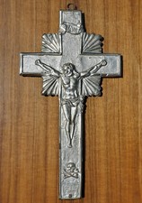 Antico Crocifisso Crocefisso in Argento e legno fine '800 - 280x150mm - holy art