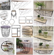 Scaffale a muro vintage retrò legno stile industriale metallo filo mensola nuovo