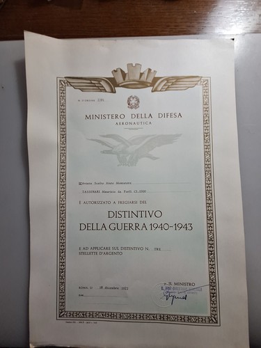 Diploma aeronautica medaglia - aeronautica,
