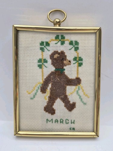 Mini orso punto croce - , vintage