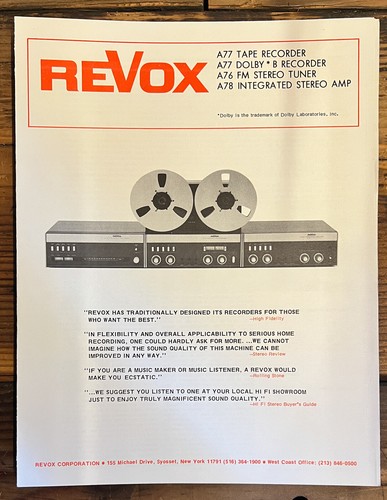 Brochure revox a77 a76 a78 - a78, 3pg