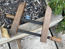 Grande morsetto in legno vintage morsetto a vite manuale vice falegname lavorazione legno vecchio strumento
