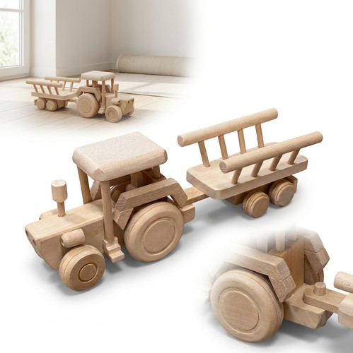 Trattore legno con carro - trattore,